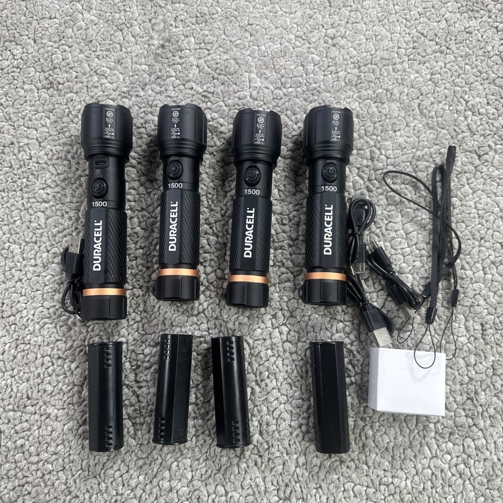 Duracell Durabeam Ultra Hybrid LED Flashlights 1500 Lumens Rechargeable 4 Pack